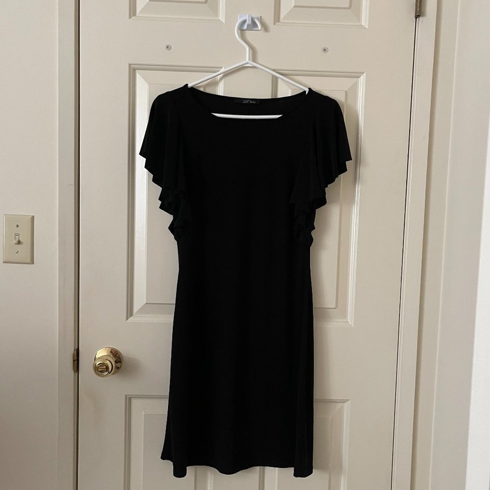 B'Leev Black Dress with Ruffle Sleeves Size Small